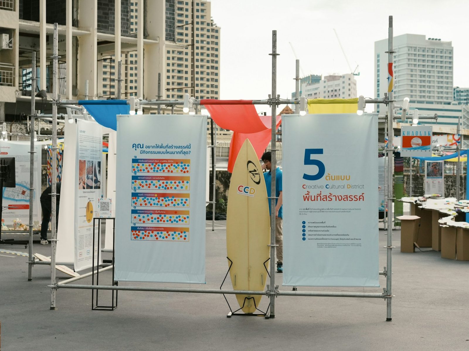 Zwei Banner-Displays bei einer Veranstaltung im Freien